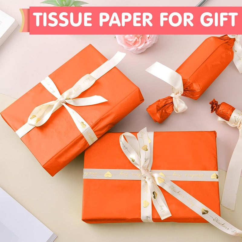 Hlonon 50 Sheets Orange Tissue Paper for Gift Bags - 14 x 20 Inches Recyclable Orange Wrapping Paper for Weddings Birthday DIY Project Christmas Halloween Thanksgiving Gift Wrapping Crafts Decor - Image 4